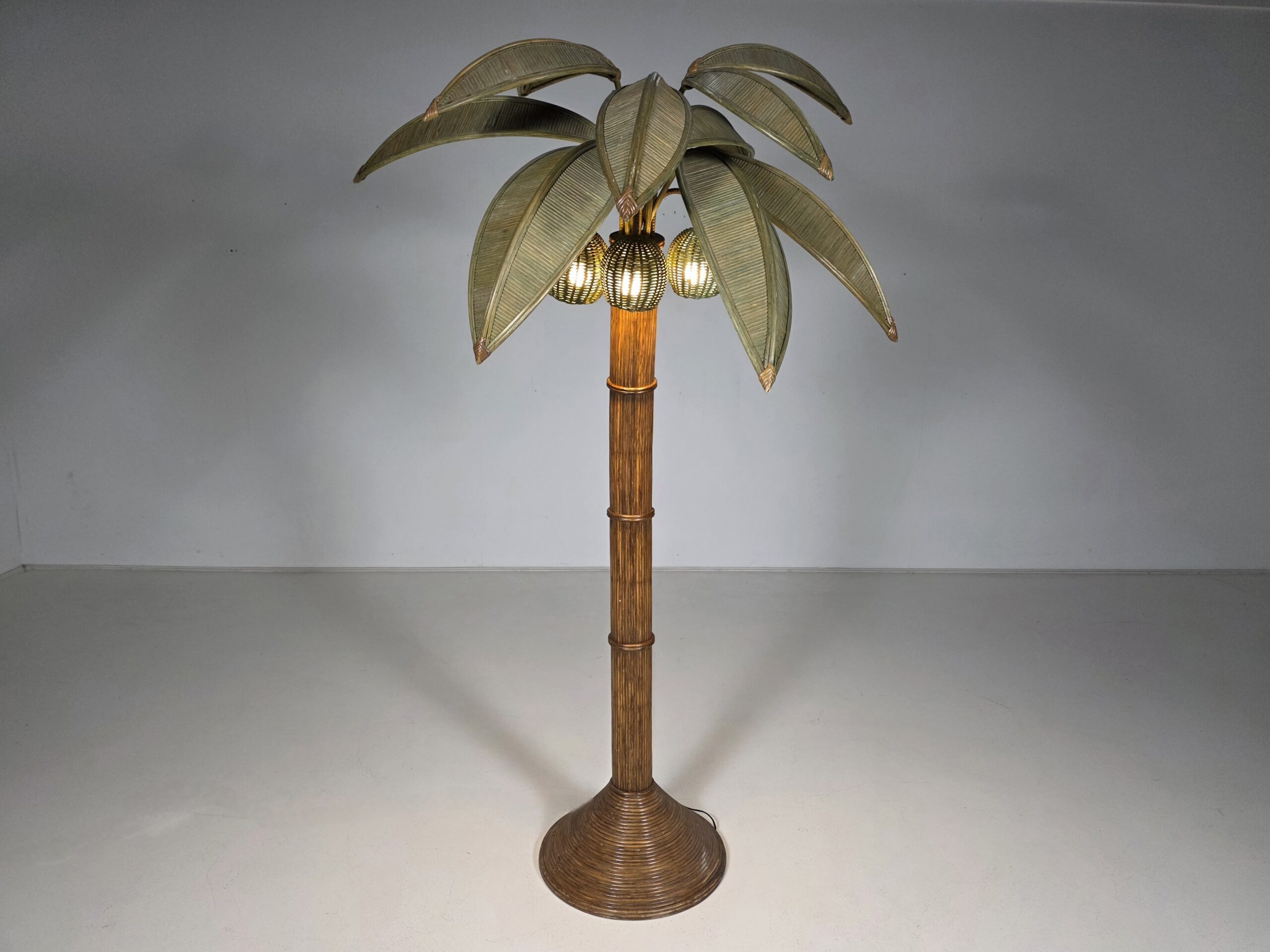 Palm Tree bamboo and rattan floor lamp